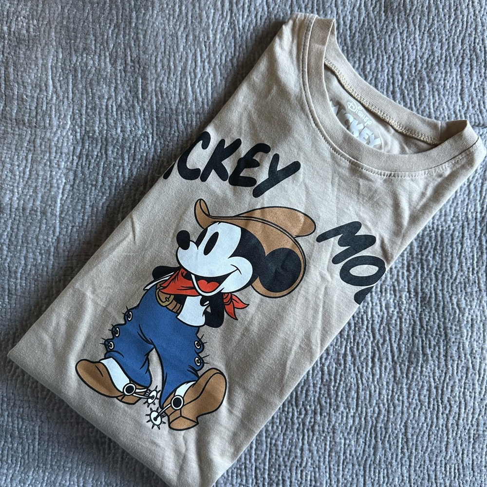 Disney Beige Mickey Mouse Cowboy Graphic Tee